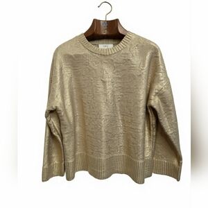 LOFT Shiny Gold Crew Neck Sweater Scandigirl Fairycore